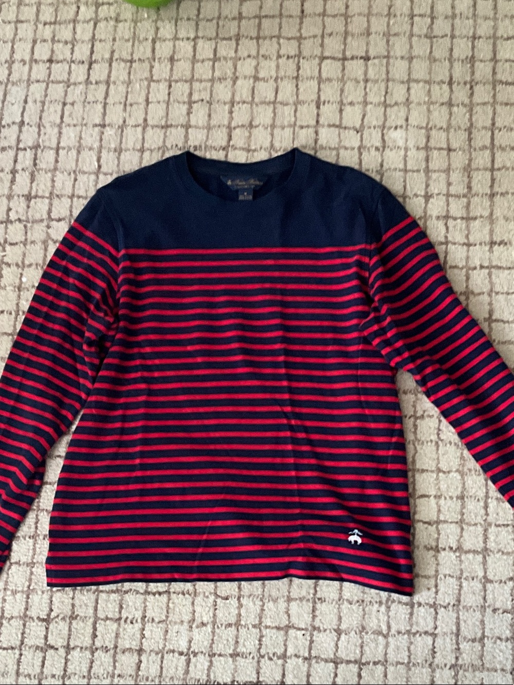 Brooks Brothers Navy Crewneck with Red Stripe Detail